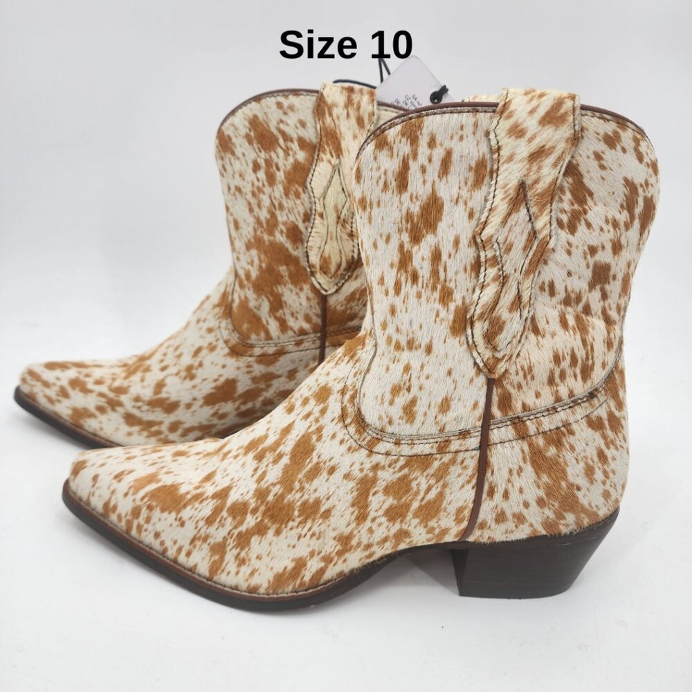 MYRA BAG Cowdie Hair On Hide Shortie Cowboy Boots 7-10 NWT - Picture 13 of 15